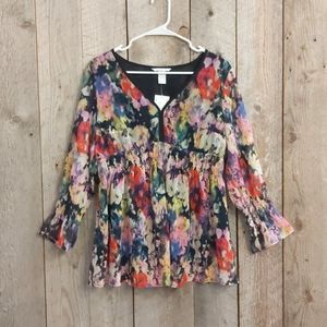 H&M Mama floral watercolor flare v neck blouse